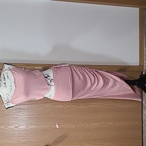 NWT Story On Los Angeles asymmetrical hem ruched bodycon skirt and crop top set